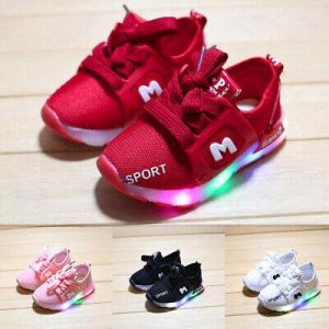 Child Baby Boys Girls Kids Running Shoes Sneakers LED Light Up Luminous Sport US
