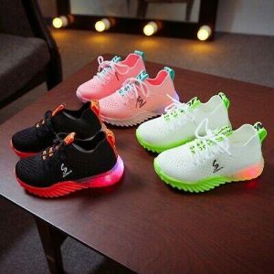 Child Kids Baby Girls Boys Letter Led Luminous Sport Run Sneakers Casual Shoes