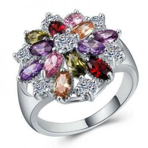 Bargain sales Fashion addons\Jewllery Fashion Women 925 Silver Jewelry Multicolor Topaz Wedding Ring Size 6-10