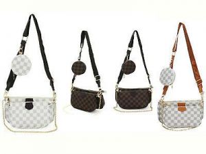 Women&#039;s Checkered Pattern 3 Size Bag Ladies Messenger Evening Shoulder Handbag