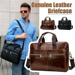Men&#039;s Genuine Leather Shoulder Laptop Bag Handbag Business Briefcase Travel Tote