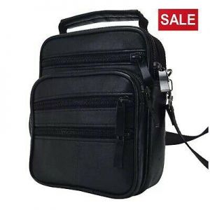 Men&#039;s Leather Messenger Bag Cross Body Shoulder Utility Travel Work Bag Black