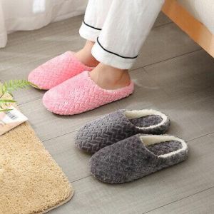Women Men Floor Slippers Non-slip Plush Shoes Flat Fall Winter Home Warm Indoor