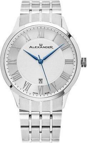 Bargain sales Watches for men Alexander Silver Dial Stainless Steel Swiss Made Slim 9.5mm Men&#039;s Dress Watch