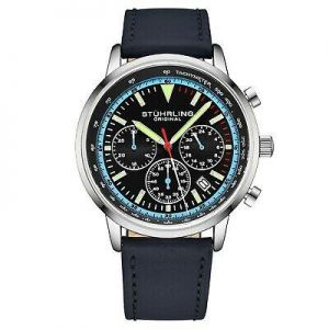 Bargain sales Watches for men Stuhrling Muskel Uhrwerk Chronograph 9.5 MM Dünn Lederarmband 44mm Herren Uhr