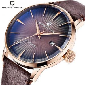 Bargain sales Watches for men PAGANI DESIGN Top Pilot Military Men Automatic Self Wind Watches Leather Band