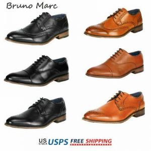 Bruno Marc Mens Classic Oxford Shoes Lace Up Wingtip Business Leather Shoes