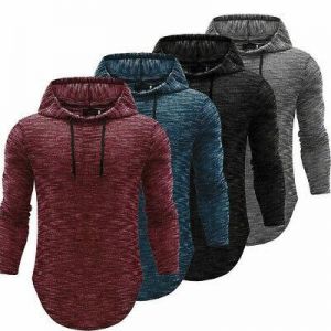 Bargain sales Men fashion Men&#039;s Slim Fit Long Sleeve Shirts Hooded Muscle Tops Hoodie Casual Basic T-shirt