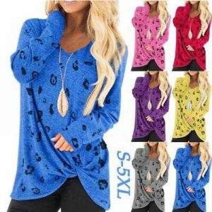 Long Sleeve Pullover Jumper Tops Loose Floral O Neck Womens Casual T-Shirt