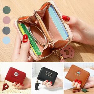Women Small Zip PU Leather Wallet Card Holder Coin Purse Mini Bag Casual Handbag
