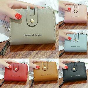 Women Small Money Mini Purse Wallet PU Leather Folding Short Coin Card Holder