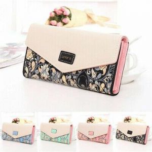 Womens Ladies Envelope Leather Wallet Card Button Clutch Purse Long Handbag Bag