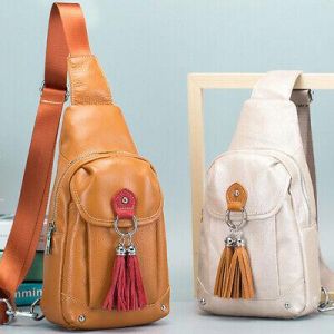 100% Genuine Leather Women's Crossbody Bag Chest Bag Sling Backpack Shoulder Bag