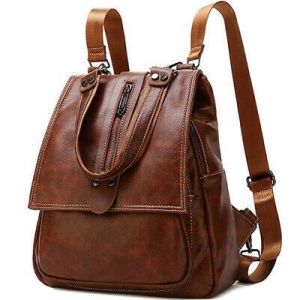 100% Genuine Leather Women's Backpack Travel Bag School Rucksack Crossbody Bag