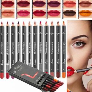 12PCS Waterproof Lipstick Lip Liner Long Lasting Matte Lipliner Pencil Pen Set