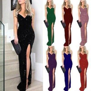 Women Maxi Summer Gown Sleeveless Party Canonicals V-Neck Sexy Dress Fashion