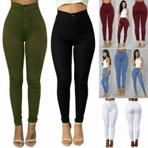 Women Pencil Stretch Denim Skinny Jeans Pants High Waist Slim Jeans Trousers