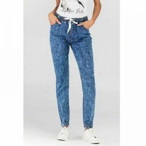 Jeans waist denim Womens long skinny stretch trousers elastic drawstring pencil