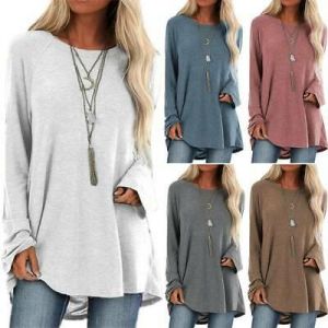 Womens Long Sleeve Loose Jumper Blouse Ladies Casual Pullover T-shirt Tunic Tops