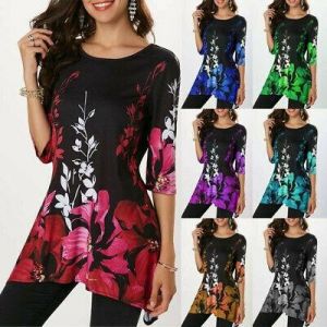 Women Fashion Half Sleeve Floral Printed Women Blouse Casual Top Summer Tops