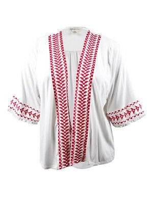 Style & Co. Women's Plus Size Embroidered Fringed Kimono