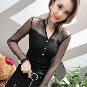 US M Fashion Lady Rhinestones Tops Blouses T-Shirts Long Sleeve Party Shirts Hot