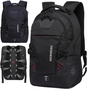 Mens Black 15" Satchel Laptop Business Travel Bag Oxford School Backpack