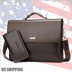 New Business Men's Leather Handbag Briefcase Bag Laptop Shoulder Bags