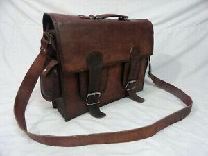 Leather Briefcase Messenger Bag 15 in Laptop Satchel Office College Shoulder Bag