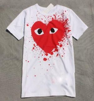 Fashion Men's Fashion Play Red Heart cotton White Summer T-shirts Large