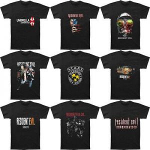New Fashion Men Movie Resident Evil Print Casual T-Shirt Black