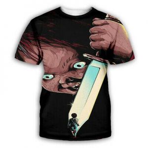 Fashion Women/Men's Terror Child 3D Print Short Sleeve Casual Graphic Tee