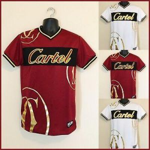 NEW MEN FASHION - CARTEL by Lavish Society V Neck GOLD Foil PRINT Jersey Shirt