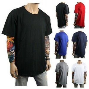Bargain sales Men Long T-Shirt Extended Casual Tee Elongated Basic Crew Fashion Hipster S-5XL