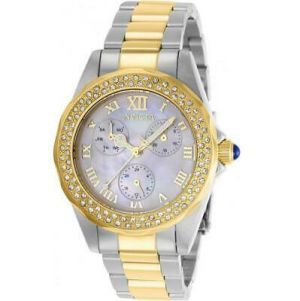 Bargain sales Watches for women Invicta Angel 28437 Women&#039;s Two-Tone Multifunction Crystals Bezel MOP Watch