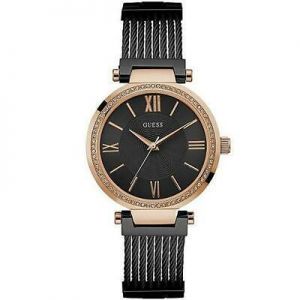 Guess Women's Black Analogue Quartz Watch With Stainless Steel Bracelet W0638L5