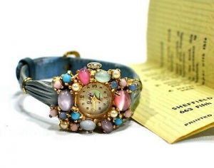 Vintage SHEFFIELD Women's Watch w/ Warranty Card - Decorated with Stones