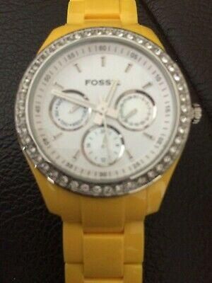 Women's Fossil Yellow Watch! New Battery! Free Shipping!