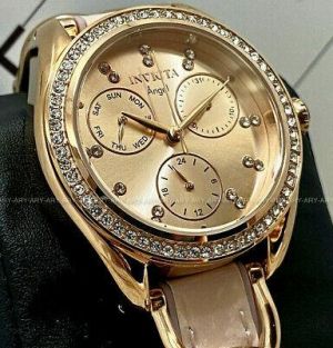 Invicta Women's 31206 Angel Quartz Chronograph Rose Gold Dial Pink Strap Watch