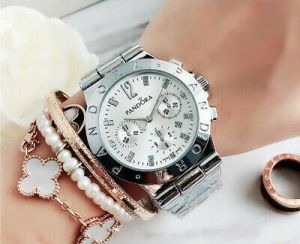 Stainless steel Pandoraes Wristwatch Women's Calendar Number Fashion Watch
