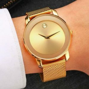 Movado Bold Shape MissFOX Watch Yellow Gold Steel Mesh Bracelet Women's Watch