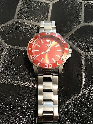 Bargain sales Watches for men Invicta 21544 Men&#039;s Pro Diver Stainless Steel Red Dial and Bezel Silver Watch