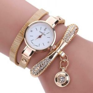 Women's Fashion Ladies FauxLeather Bracelet Rhinestone Analog Quartz Wrist Watch