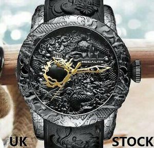 MEGALITH Men's Watches, Waterproof Luxury Big Face 3D Dragon Designer Watch.Nice