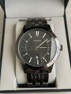 LEGION Men's Watch Black Dial Calendar Metal Strap