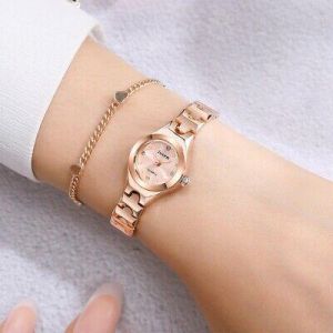 Women's Luxury Fashion Small Round Stainless steel Quartz Analog Wrist Watch