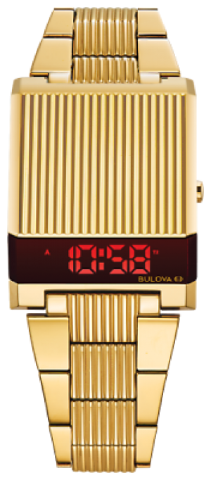 New Bulova Computron Red LED Digital Retro Stainess Steel Men's Watch 97C110
