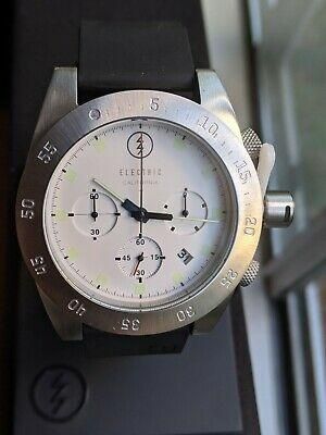 Electric DW01 Men's Chronograph Dive Watch White Dial Black Resin Strap Date New