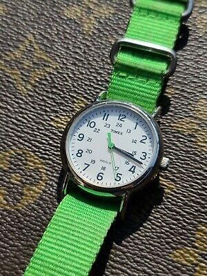 Timex Weekender Women's Watch T2N835 Green Nato Band WR30M