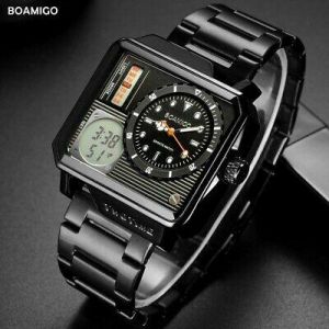 BOAMIGO Men's Watch 30m Waterproof Auto Date Male Digital Casual Wristwatch